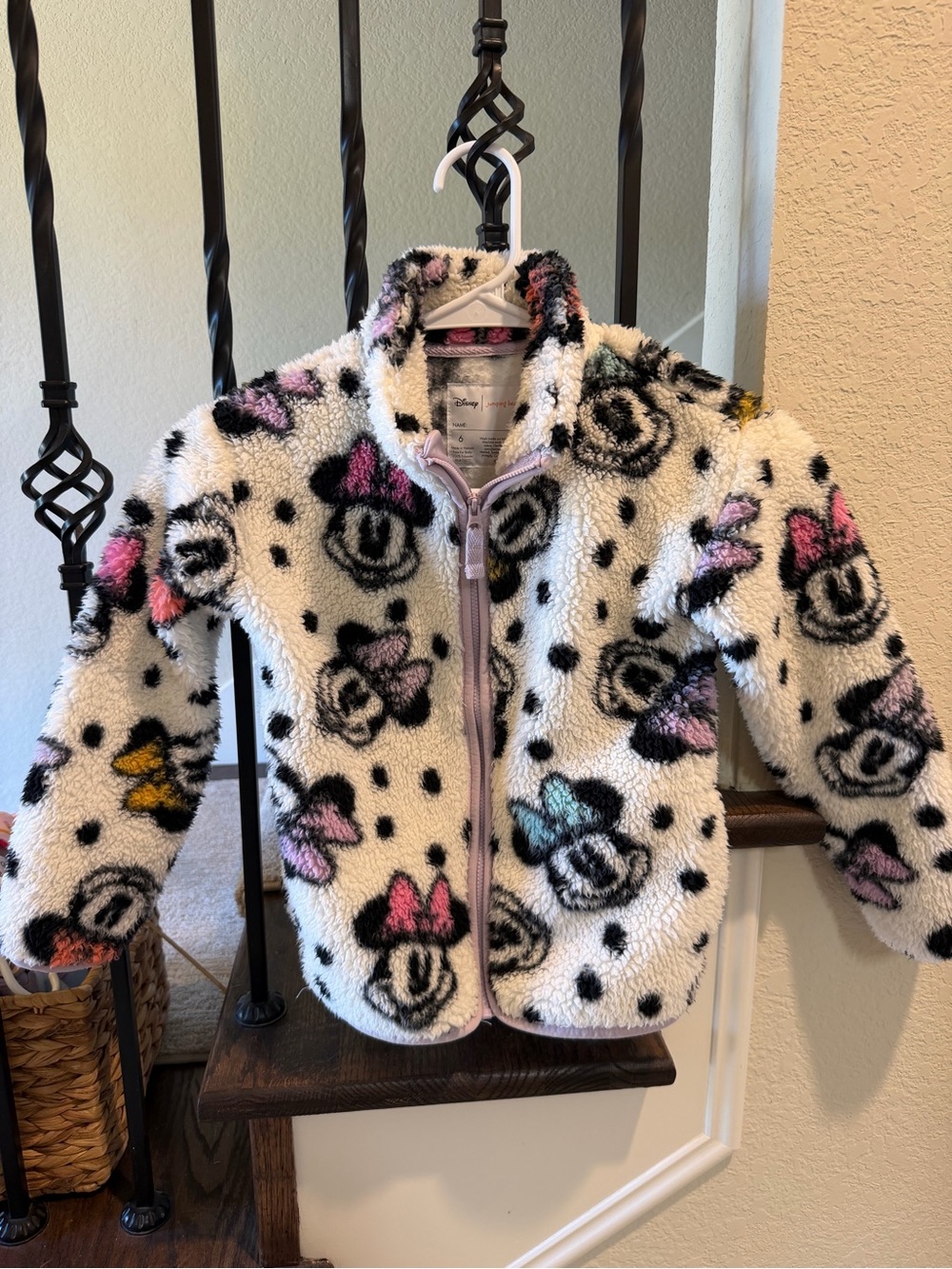 jumping beans White Minnie Mouse Sherpa Jacket with Pink & Multicolor Bows